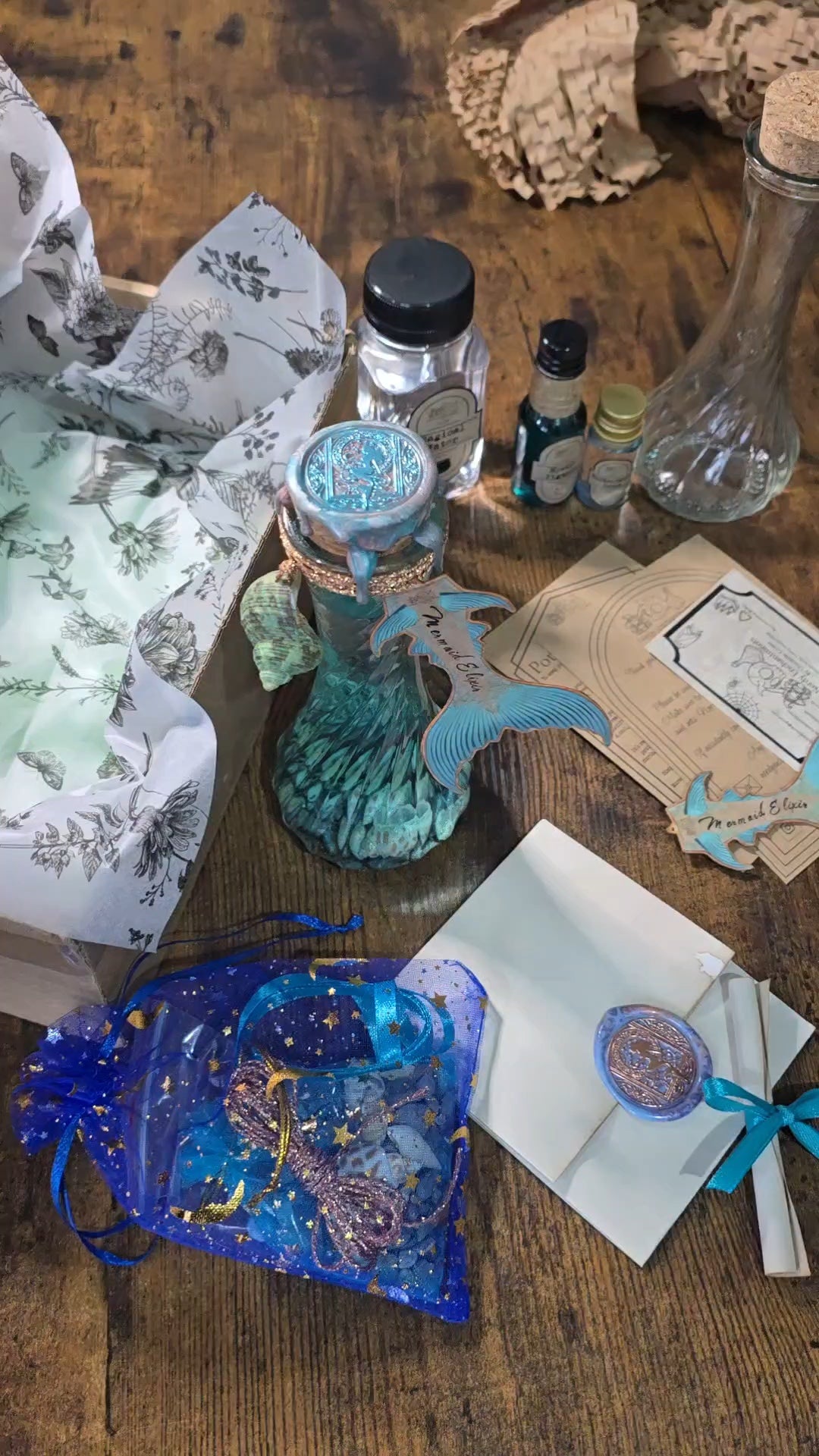 Artisan Mermaid Elixir Kit – DIY Mystical Ocean Curio | Handmade Craft